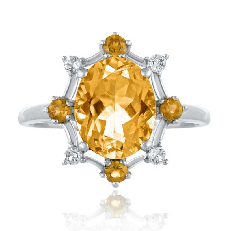 Ослепителен Пръстен Сребро с Естествен Цитрин и Циркони 3,41 ct.