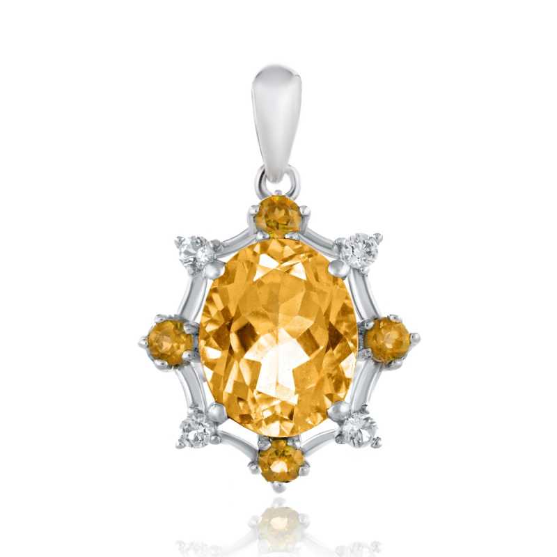 Ослепителна Висулка Сребро с Естествен Цитрин и Циркони 3,41 ct.