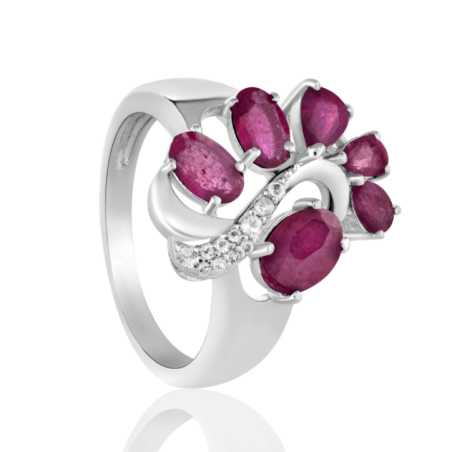Изящен Сребърен Пръстен с Омайни Естествени Рубини 3,36 ct.