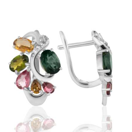 Изящни Сребърни Обеци с Естествени Мулти Турмалини 6,04 ct.