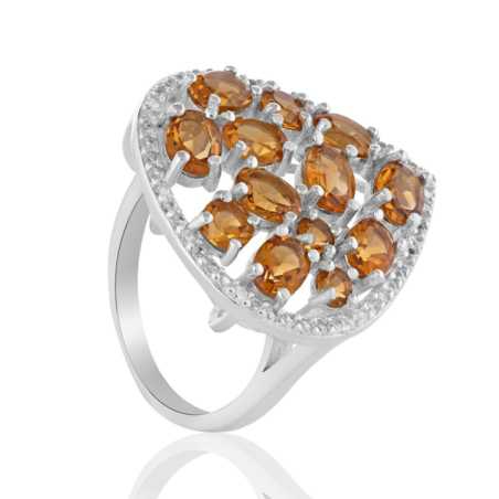 Сребърен Пръстен "Грация" с Естествен Цитрин и Циркони 3,21 ct.
