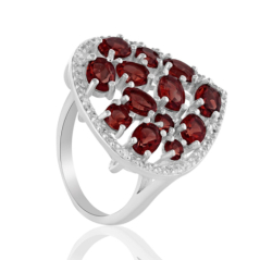 Сребърен Пръстен "Грация" с Естествен Гранат и Циркони 3,85 ct.