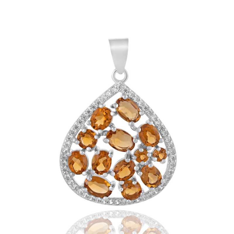 Сребърна Висулка "Грация" с Естествен Цитрин и Циркони 3,21 ct.