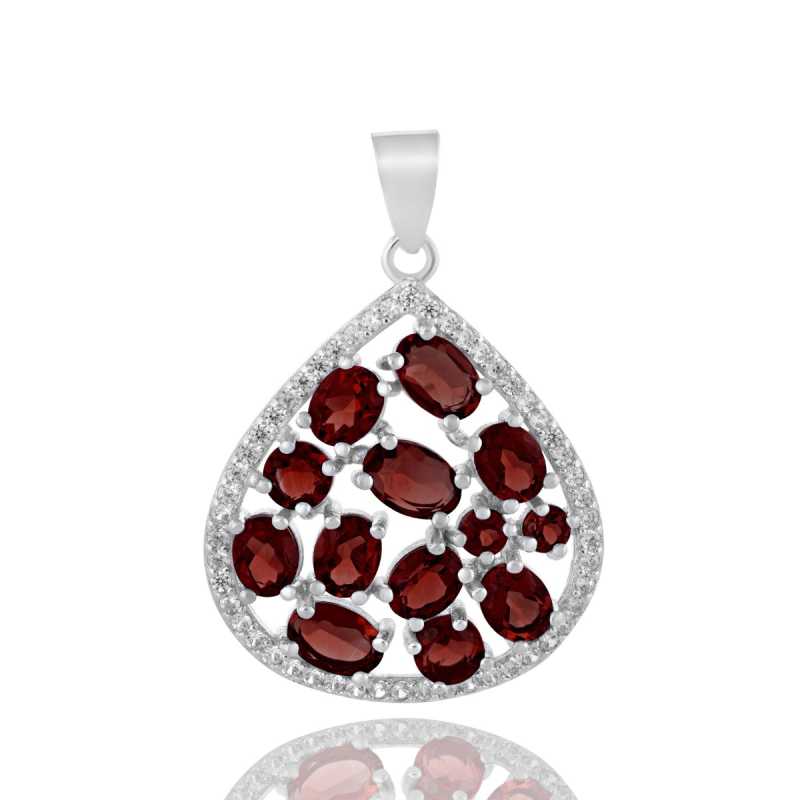 Сребърна Висулка "Грация" с Естествен Гранат и Циркони 3,85 ct.