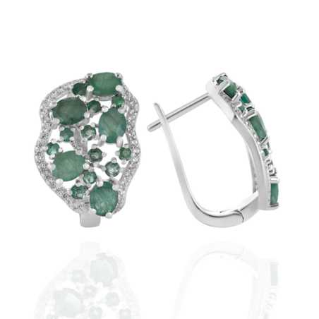 Сребърни Обеци "Хармония" с Естествен Изумруд и Циркони 6,08 ct.