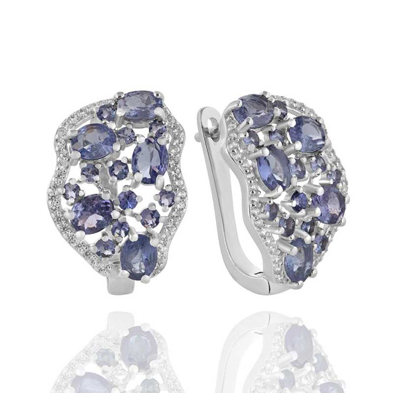 Сребърни Обеци "Хармония" с Естествен Танзанит и Циркони 5,68 ct.
