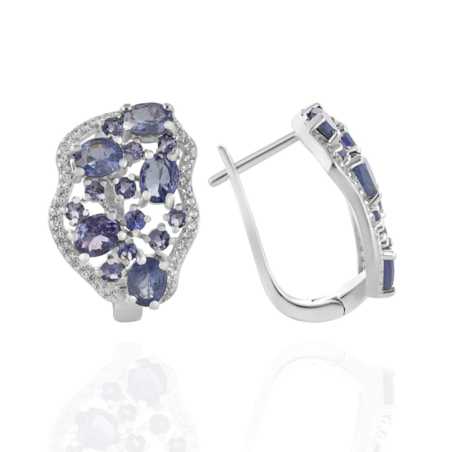 Сребърни Обеци "Хармония" с Естествен Танзанит и Циркони 5,68 ct.
