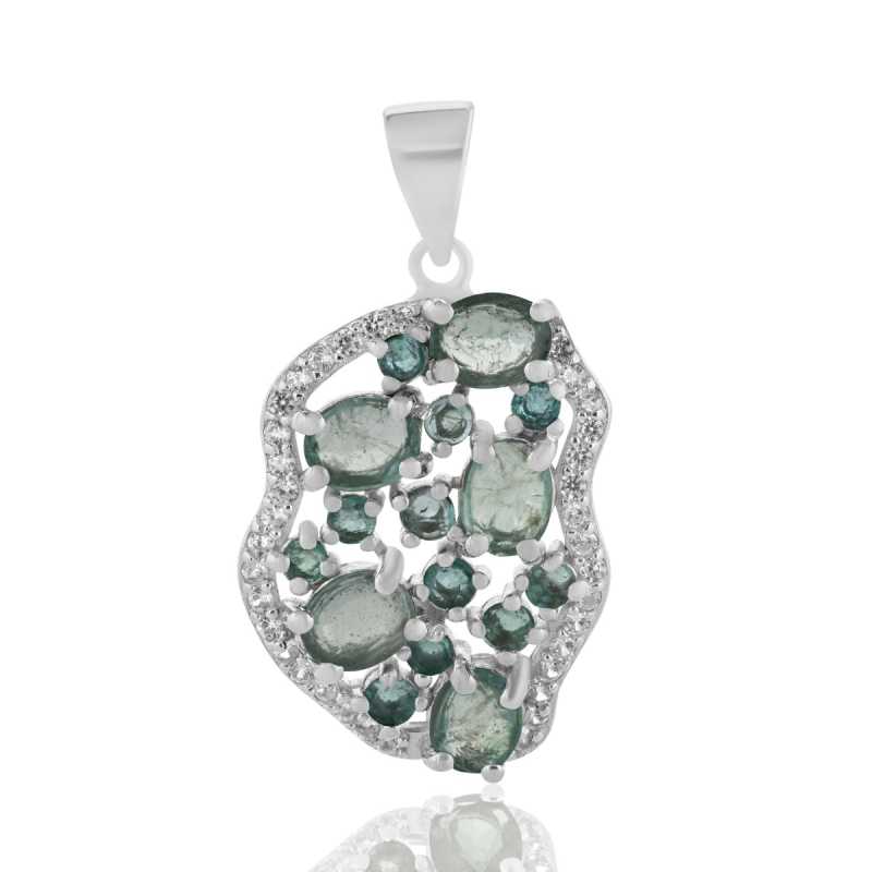 Сребърна Висулка "Хармония" с Естествен Изумруд и Циркони 3,04 ct.