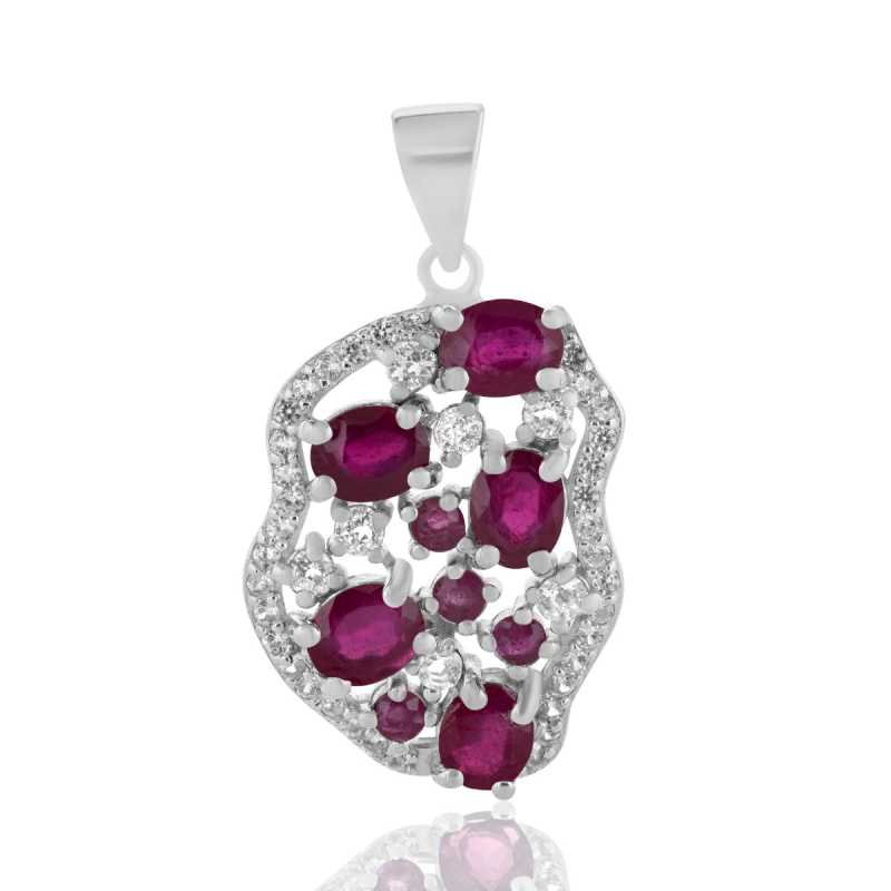 Сребърна Висулка "Хармония" с Естествен Рубин и Циркони 3,55 ct.