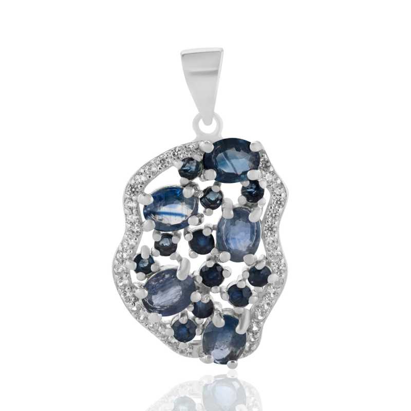 Сребърна Висулка "Хармония" с Естествен Сапфир и Циркони 3,55 ct.