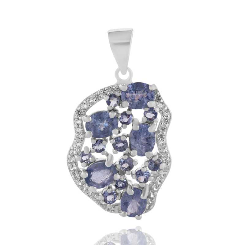 Сребърна Висулка "Хармония" с Естествен Танзанит и Циркони 2,84 ct.