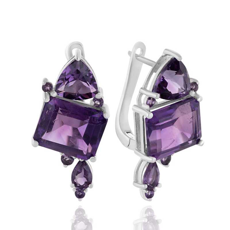 Сребърни Обеци "Романтика" с Естествен Аметист 11,64 ct.