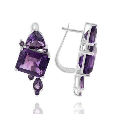 Сребърни Обеци "Романтика" с Естествен Аметист 11,64 ct.