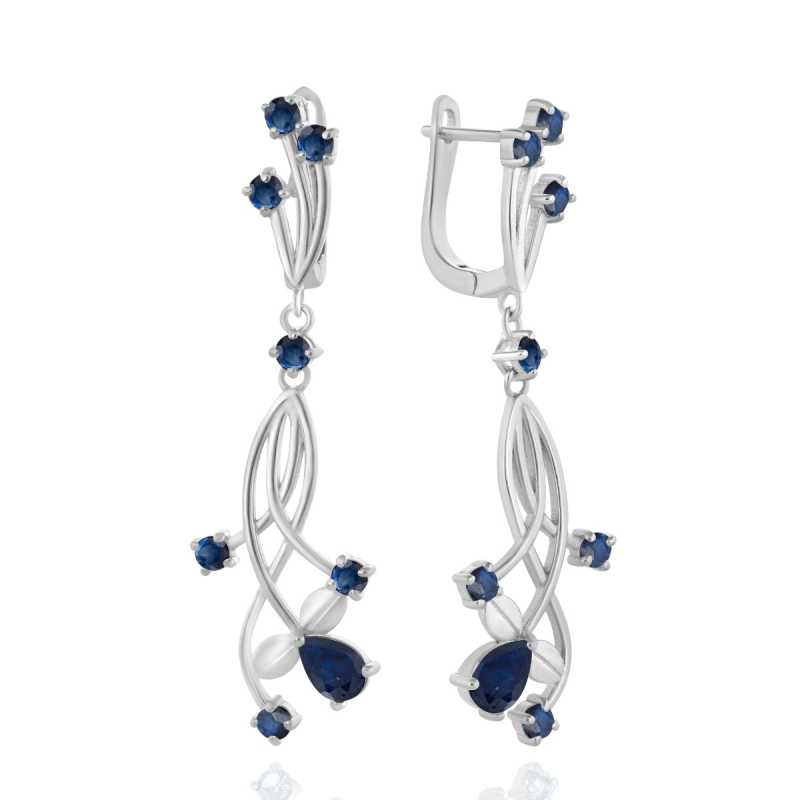 Сребърни Обеци "Симфония" с Естествени Сапфири 3,10 ct.