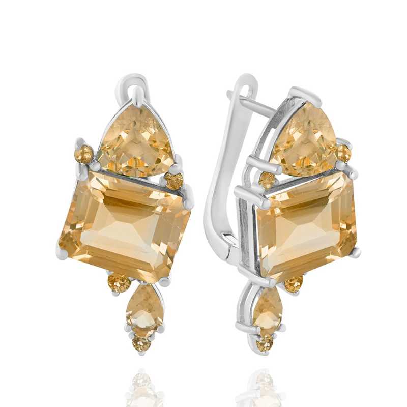 Сребърни Обеци "Романтика" с Естествен Цитрин 12,50 ct.