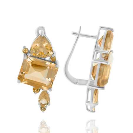 Сребърни Обеци "Романтика" с Естествен Цитрин 12,50 ct.