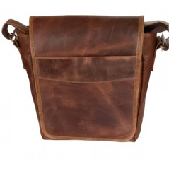 Men's shoulder bag with multi-compartment leather