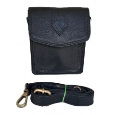 Small men's bag genuine leather for belt and shoulder strap