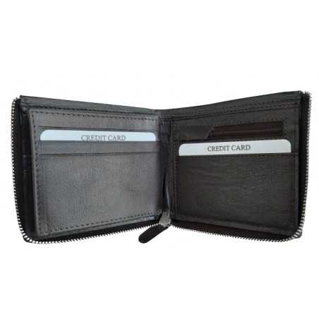 Men's Wallet Genuine Leather with Outer Zipper