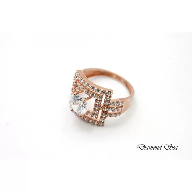 Луксозен пръстен от розово сребро и цирконий. PS0013