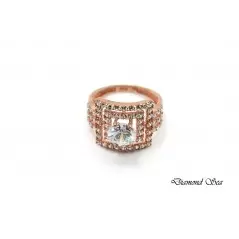 Луксозен пръстен от розово сребро и цирконий