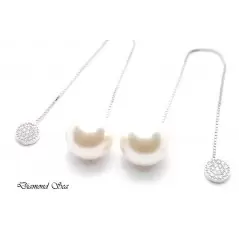 Луксозни сребърни обеци с естествена перла и цирконий.OS0042