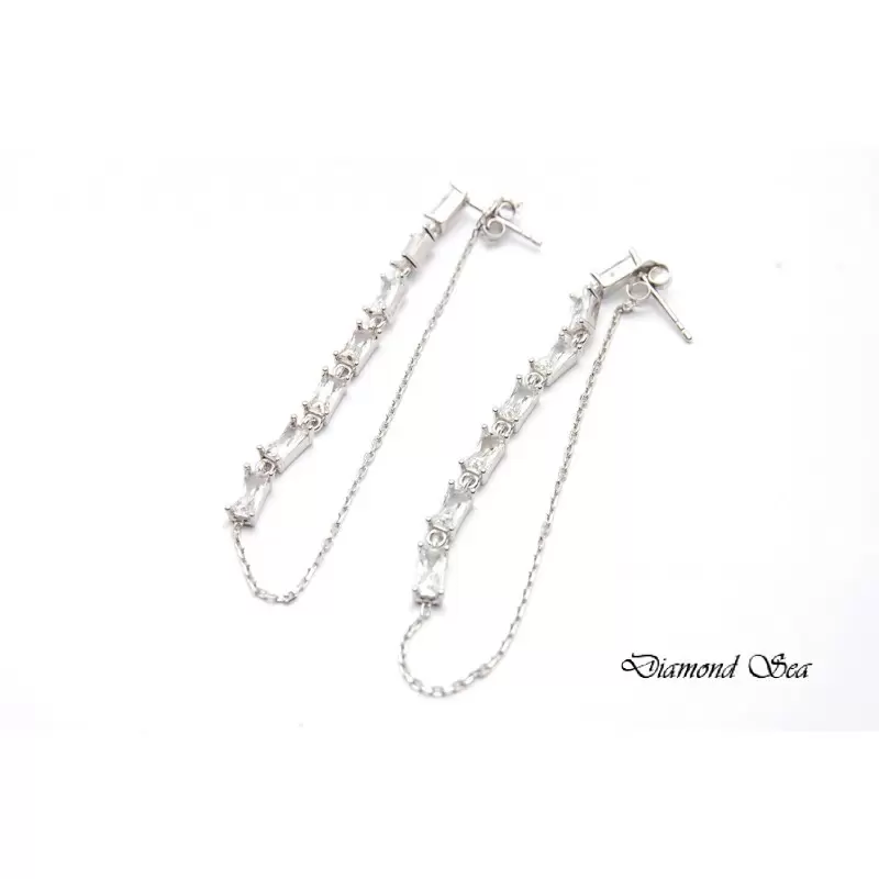 Луксозни сребърни обеци с бели цирконий. OS0051