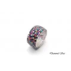 Луксозен сребърен пръстен с многоцветни цирконий