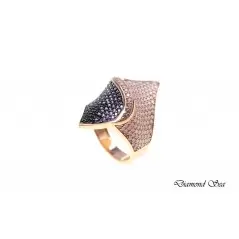 Луксозен пръстен от розово сребро камъни Swarovski. PS0037 NEW