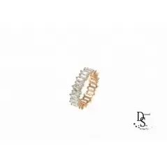 Луксозен италиански пръстен от розово сребро с багетни камъни. PS0057 NEW