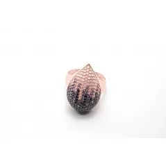 Луксозен италиански пръстен от розово сребро кристали Swarovski