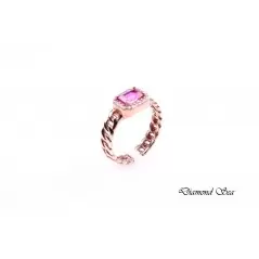 Луксозен италиански пръстен от розово сребро със синтетичен рубин PS0063 NEW