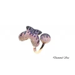 Луксознен пръстен от розово сребро с камъни Swarovski