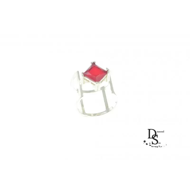 Луксозен сребърен пръстен с червен камък. PS0078 NEW