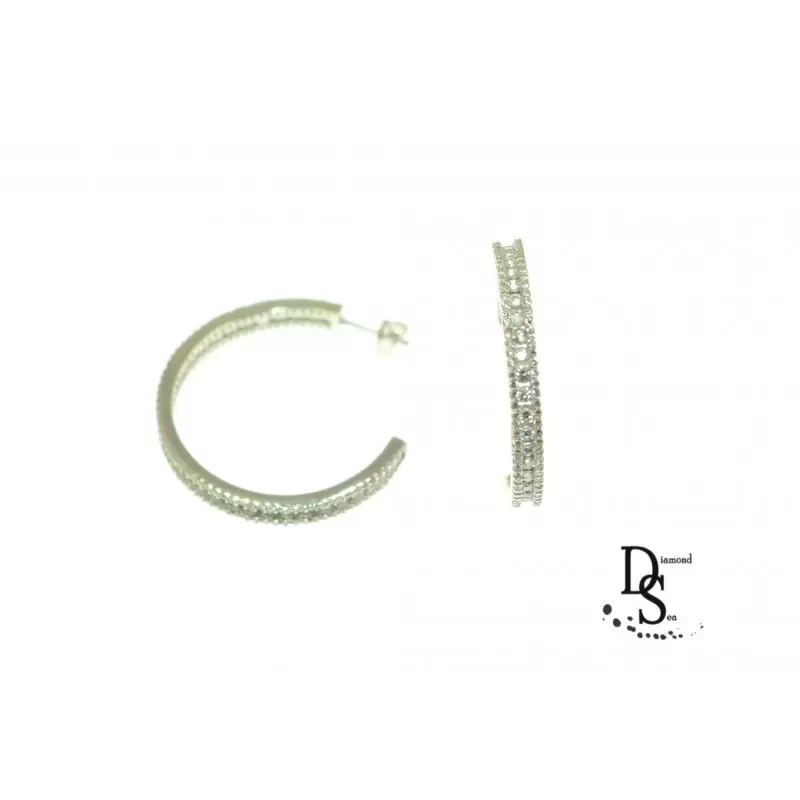 Луксозни сребърни обеци, халки с цирконий. OS0083 NEW