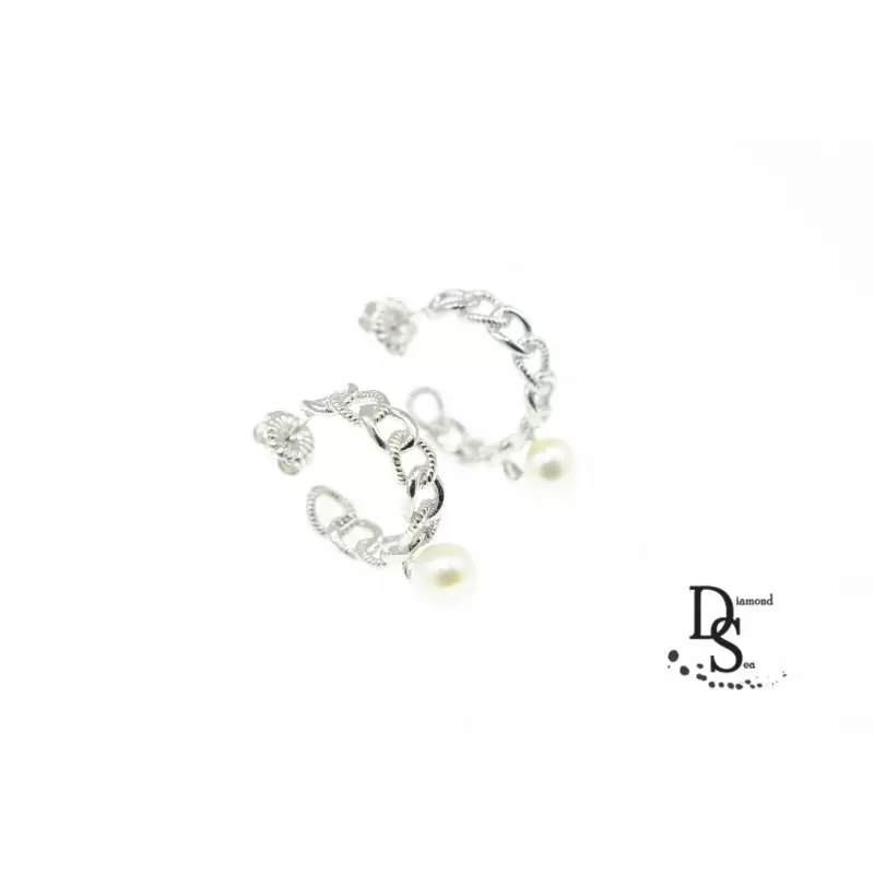 Луксозни италиански сребърни обеци с перла плетеница. OS0091NEW2021
