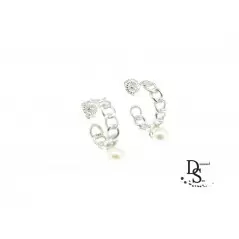 Луксозни италиански сребърни обеци с перла плетеница. OS0091NEW2021