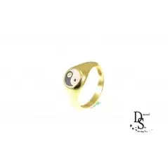Луксозен италиански сребърен пръстен, позлатен с 18к злато, със символ Ин-Ян