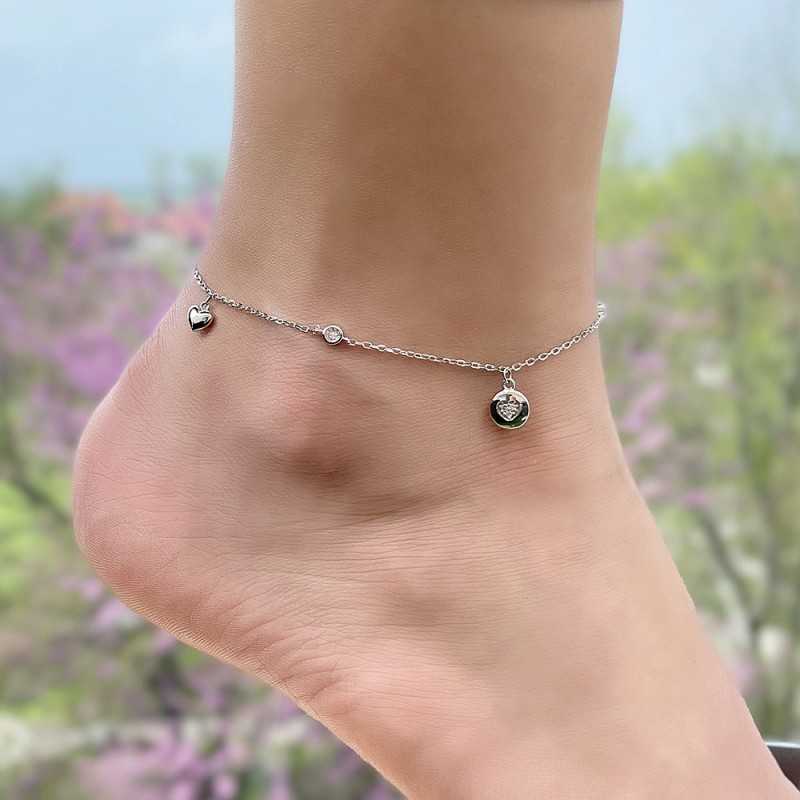 Сребърна гривна за крак Heart Сребърна гривна за крак Heart