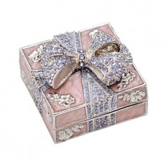 Кутия за бижута панделка пурпур