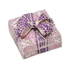 Кутия за бижута панделка розова