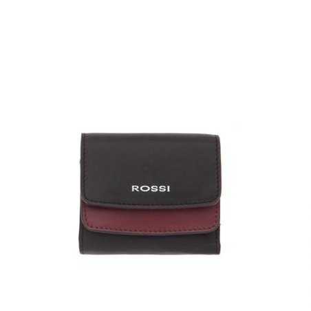 Дамско портмоне цвят Черно и винено червено - ROSSI
