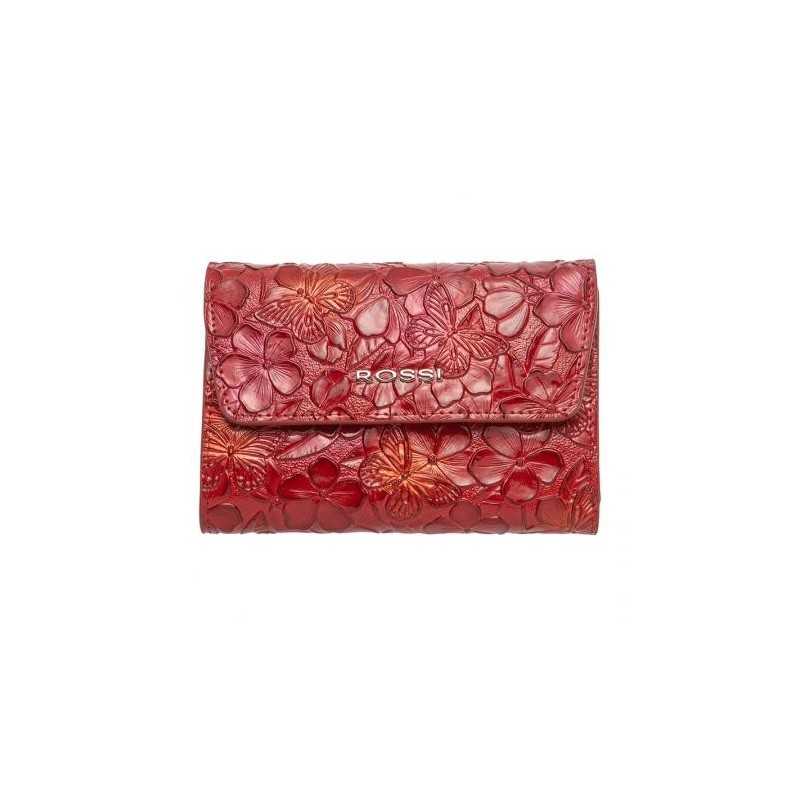 Дамско портмоне цвят червен с цветя - ROSSI