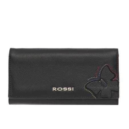 Дамско портмоне цвят Черен с пеперуда ROSSI