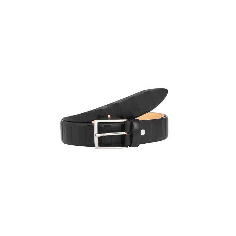 Мъжки стилен колан в черно с релеф - Italian belts - 105 см