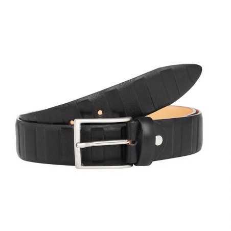 Мъжки стилен колан в черно с релеф - Italian belts - 105 см