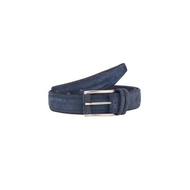 Мъжки изчистен колан в син цвят - Italian belts -105 см