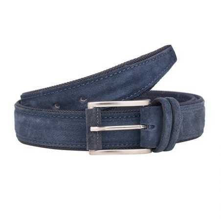 Мъжки изчистен колан в син цвят - Italian belts -105 см