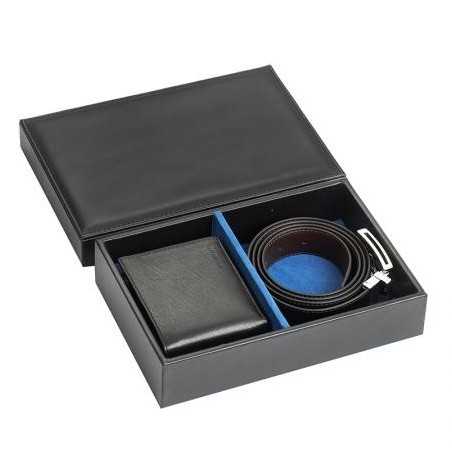 Мъжки комплект портфейл и колан от естествена кожа 110 см. SILVER FLAME