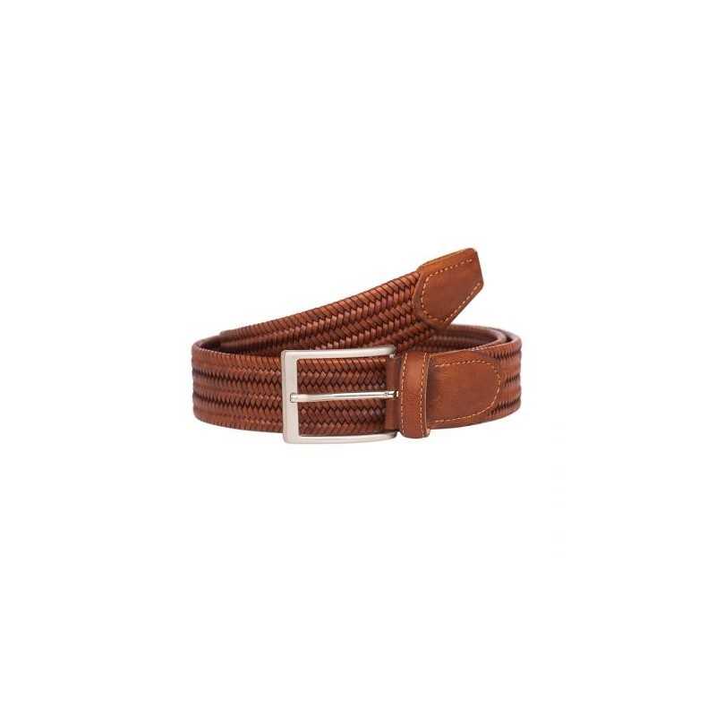 Елегантен мъжки колан в цвят коняк - Italian belts - 125 см
